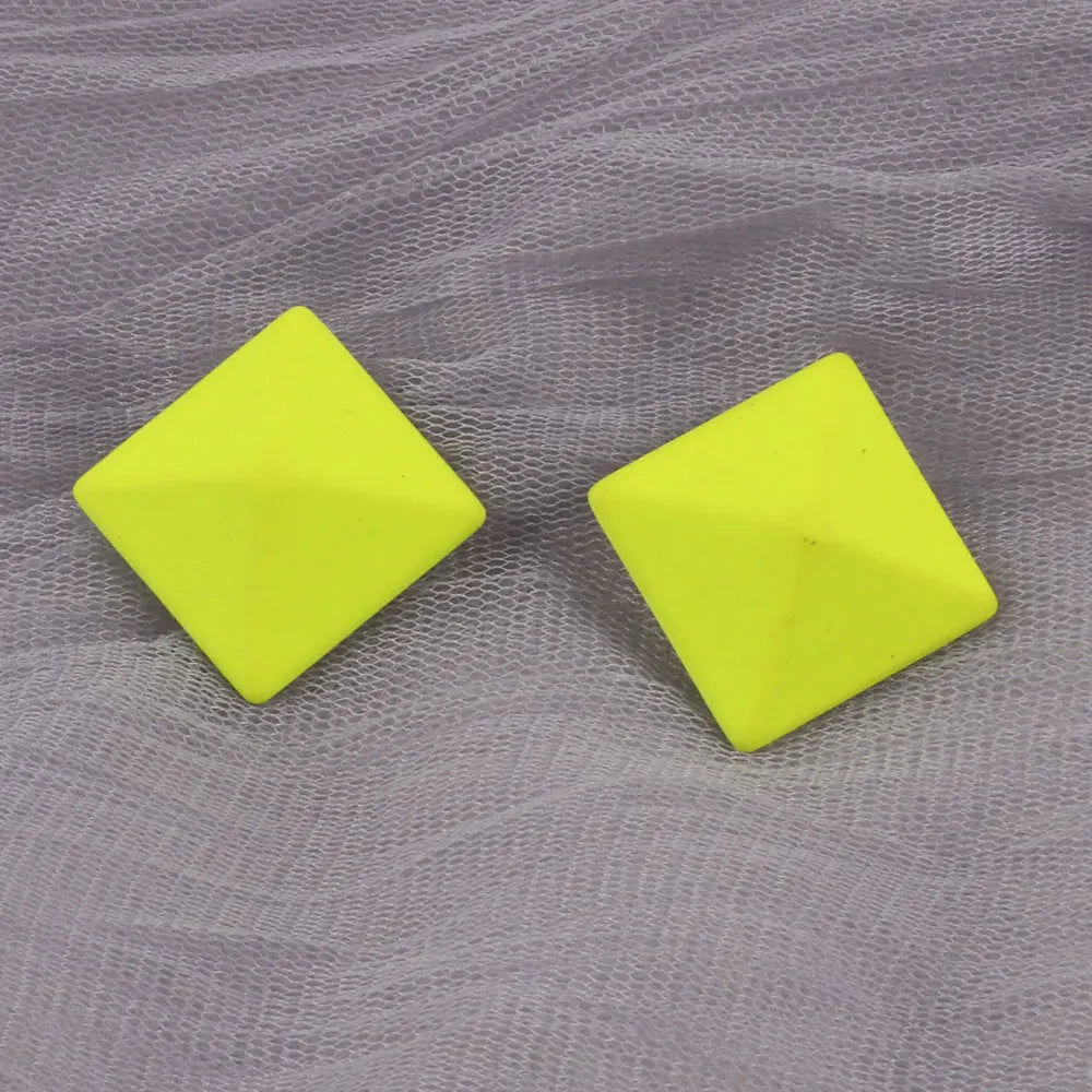 Geometry Neon Round Square Acrylic Earrings