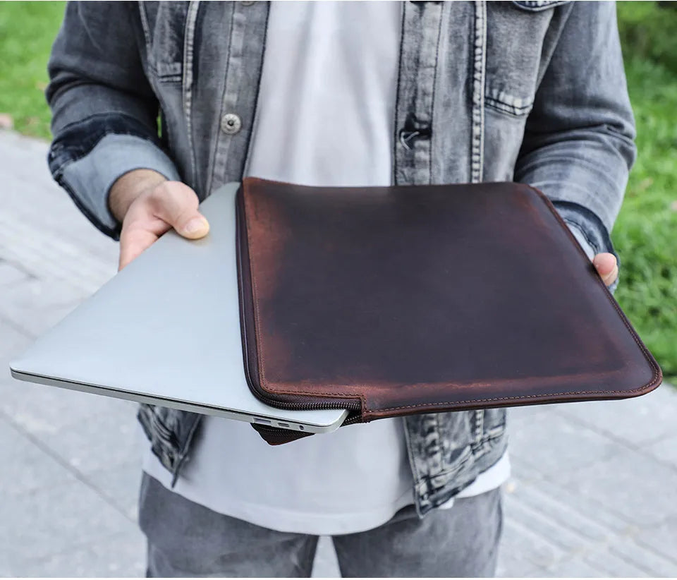 Laptop Briefcase Men Cowhide