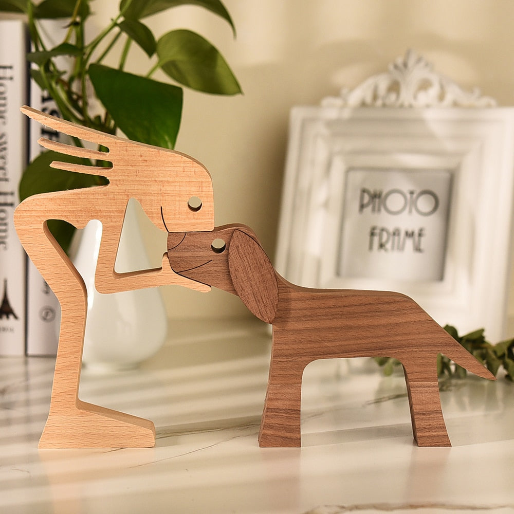 Family Puppy Wood Dog Craft  Table Ornament