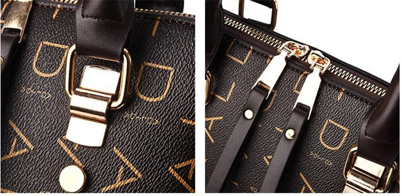 Large PU Leather Monogram Tote Handbag