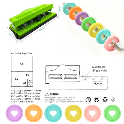 Mushroom Hole Paper Punch for Discbound Notebooks