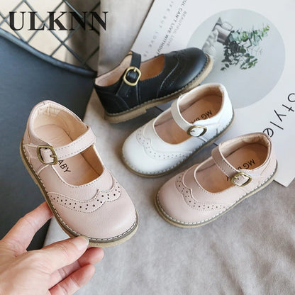 ULKNN Girls Leather Shoes