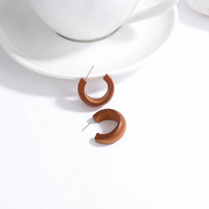 AENSOA Boho Handmade Geometric Wooden Drop Earrings
