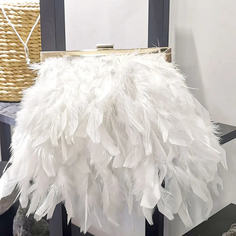 Feather Evening Clutch Bag