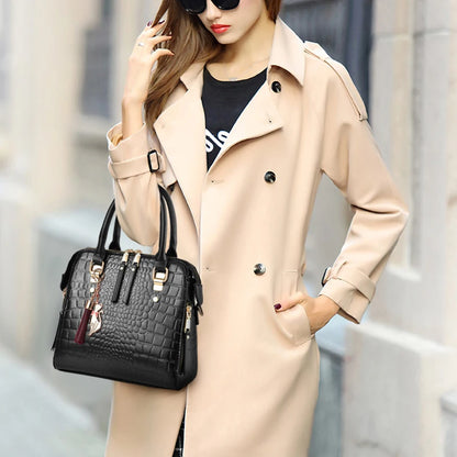 Crocodile Embossed PU Leather Tote Bag
