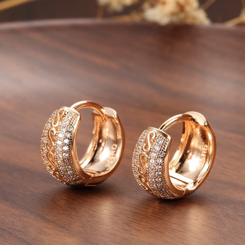 Kinel 585 Rose Gold Natural Zircon Earrings