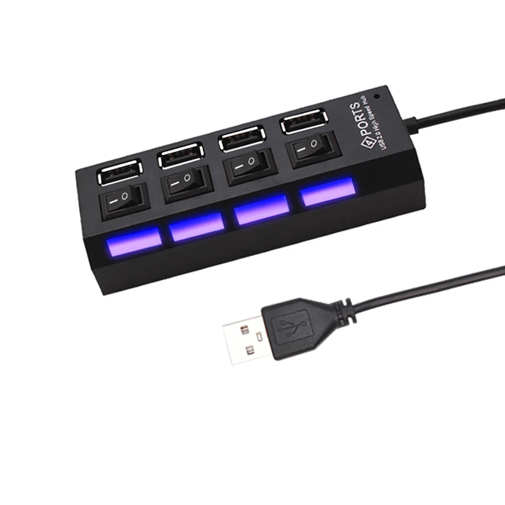 USB 2.0 Hub 4/7 Port Multi USB Splitter with Switch