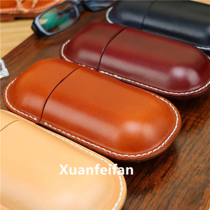 Vintage Cowhide Leather Glasses Case