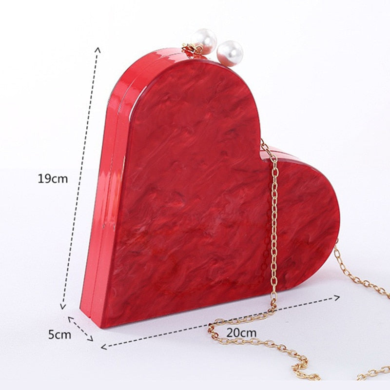 Acrylic Clutch Heart Shape Bag