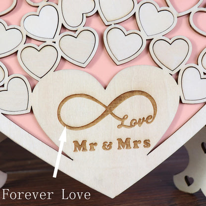 Heart Shape Wedding Guest Book Decoration With Wooden Box