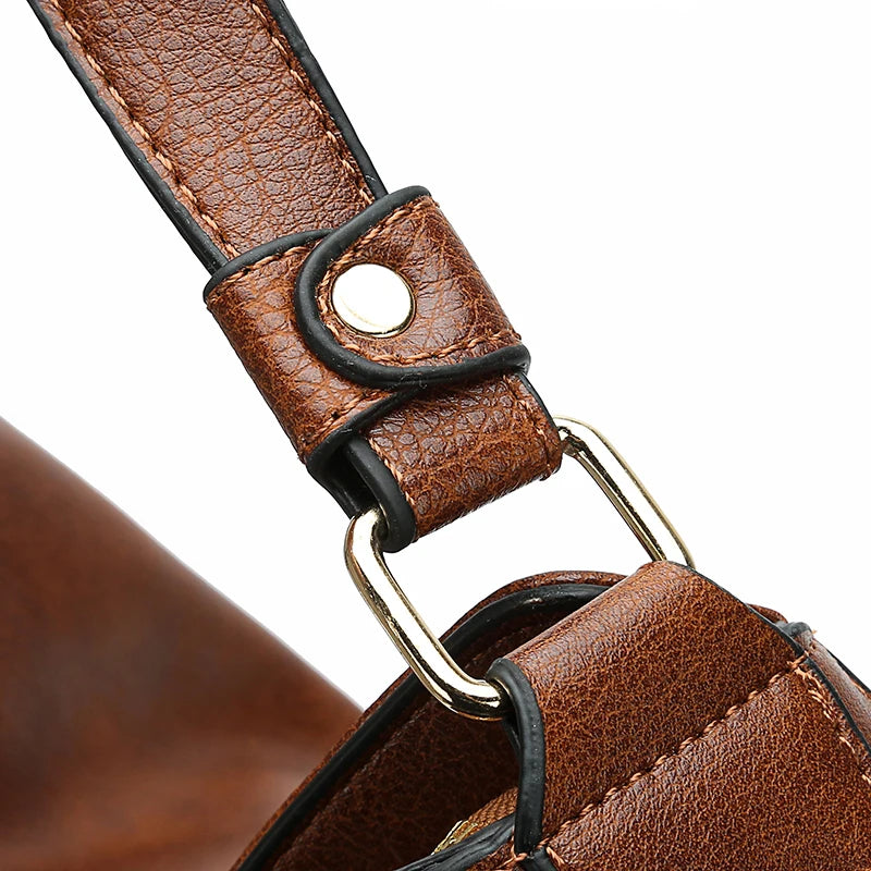 Women’s Vintage PU Leather Shoulder Tote & Crossbody Bag
