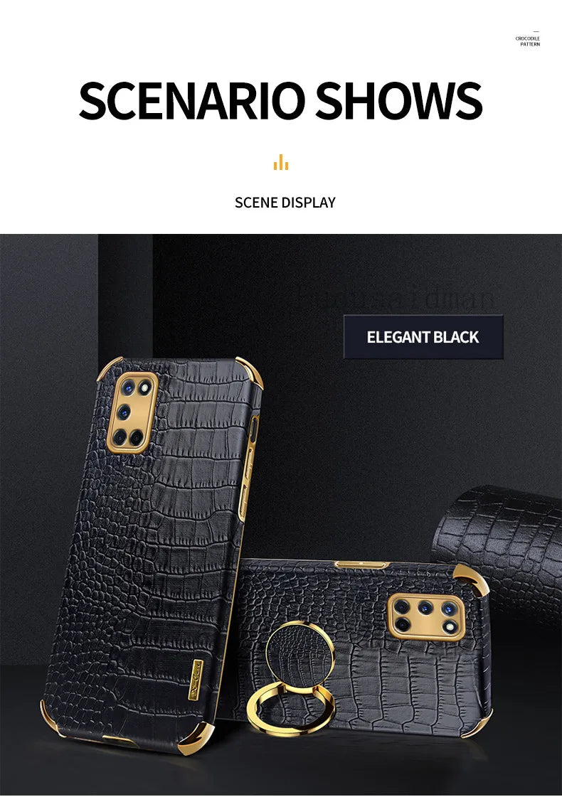 Crocodile Texture Ring Stand Phone Case