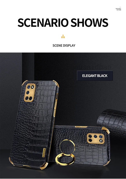 Crocodile Texture Ring Stand Phone Case
