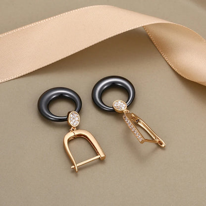 Women’s Ceramic & Stainless Steel Drop Earrings