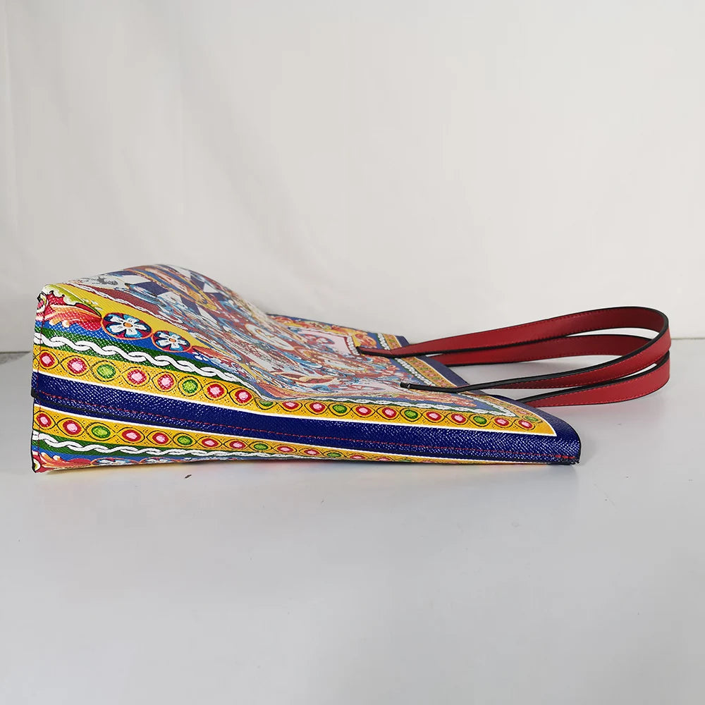Italian-Inspired Printed PU Leather Tote Bag