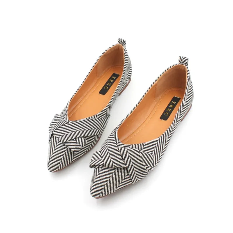 Women Flats Pointed Toe Bowknot Shoes