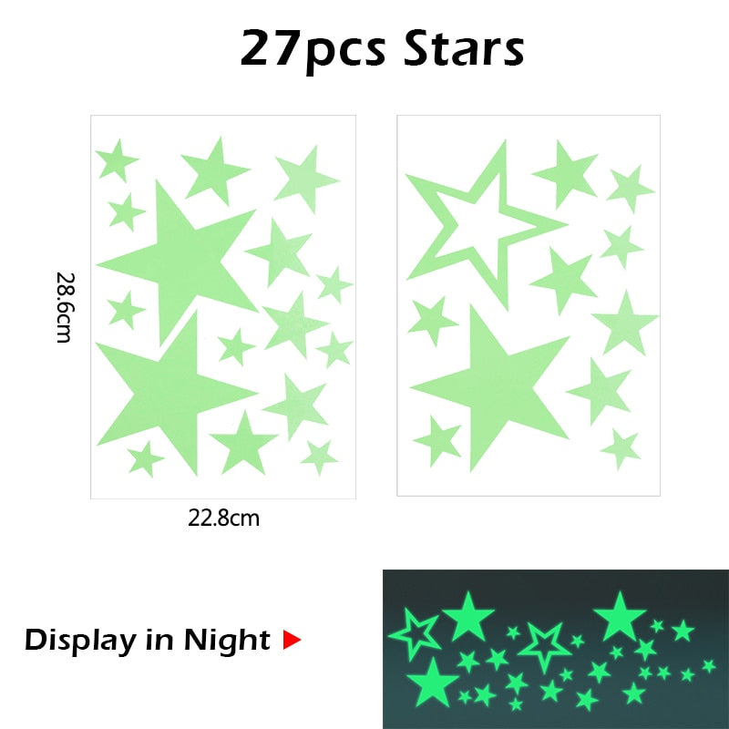 Luminous 3D Stars Dots Wall Sticker