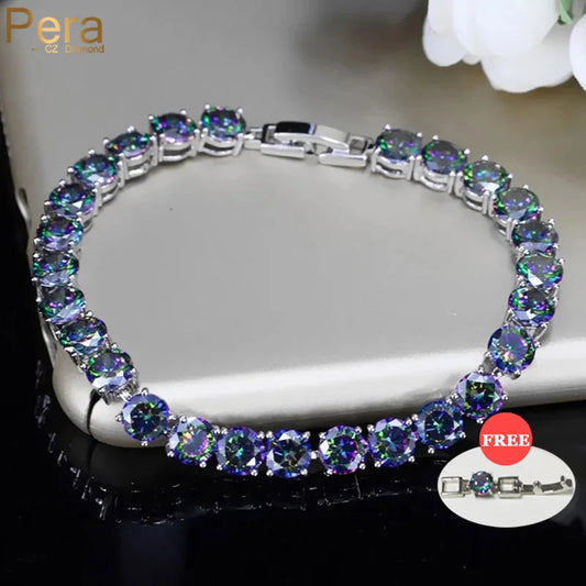 Big Round Natural Crystal Stone Chain Link Bracelet