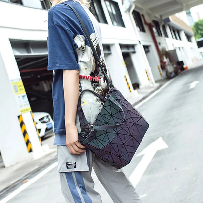 Luminous Geometric Reflective Tote Bag