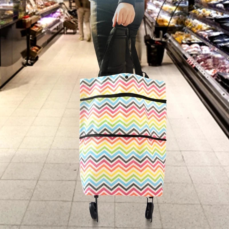 Folding Reusable Grocery Shopping Trolley Bag With Wheels