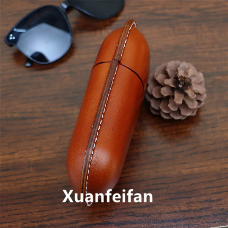 Vintage Cowhide Leather Glasses Case