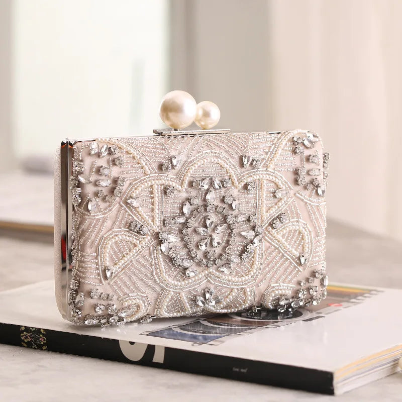 Beaded Crystal Wedding Clutch Bag