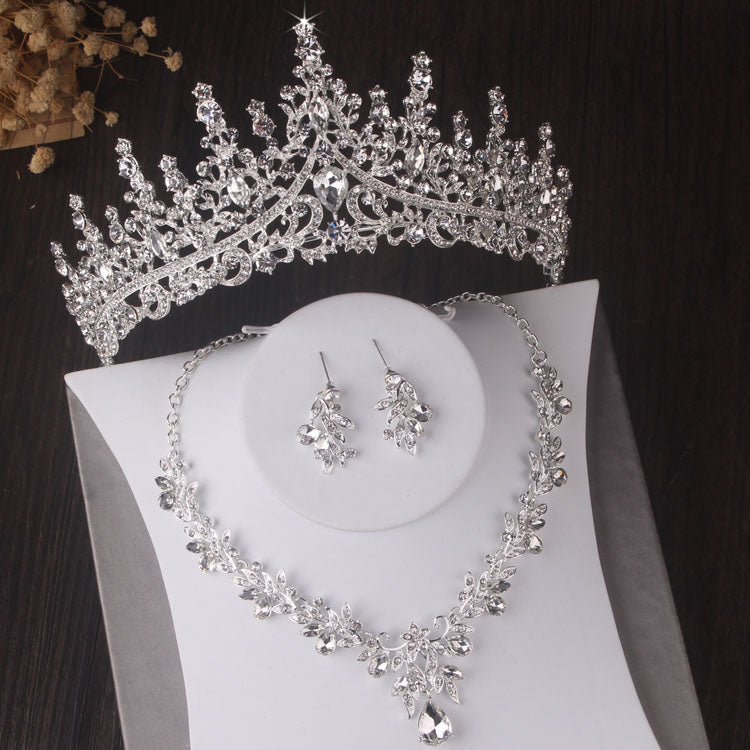 Silver Colour Crystal Bridal Jewelry Sets