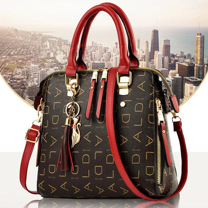 Large PU Leather Monogram Tote Handbag
