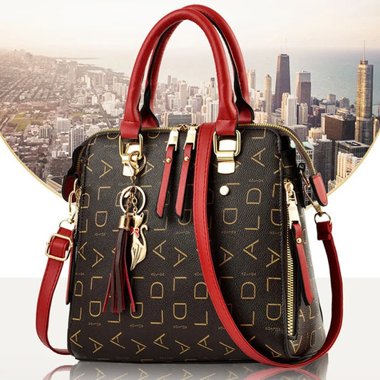 Large PU Leather Monogram Tote Handbag