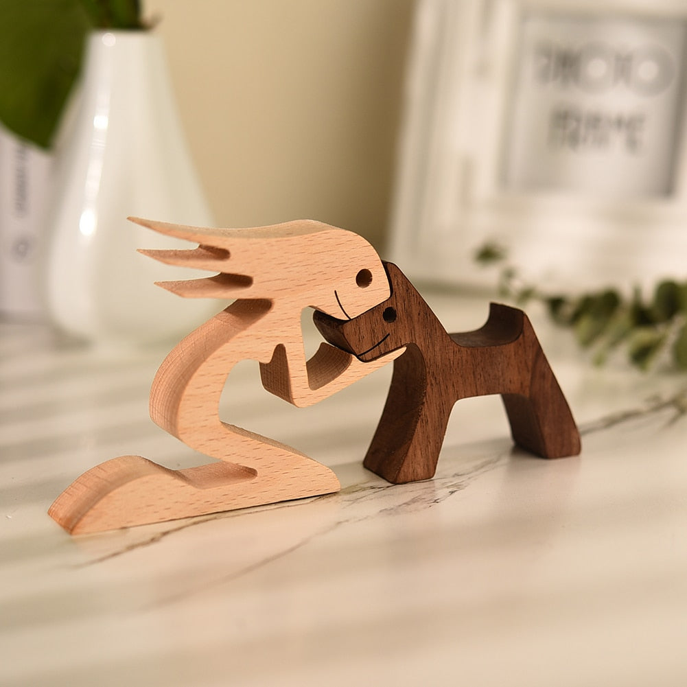 Family Puppy Wood Dog Craft  Table Ornament