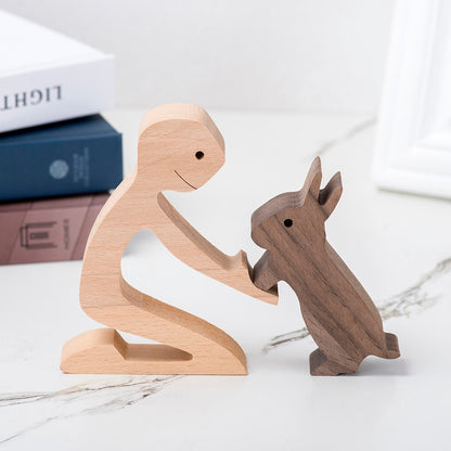 Family Puppy Wood Dog Craft  Table Ornament