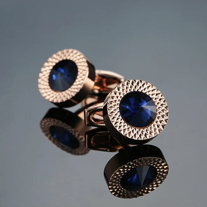 Novelty Luxury Blue White Crystal Cufflinks