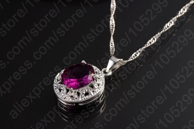 925 Sterling Silver Purple Crystal Jewelry Set