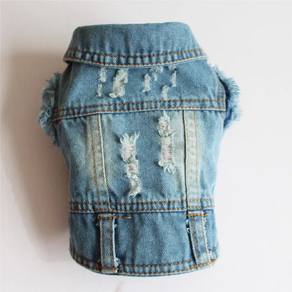 Denim Dog Jacket with Hood