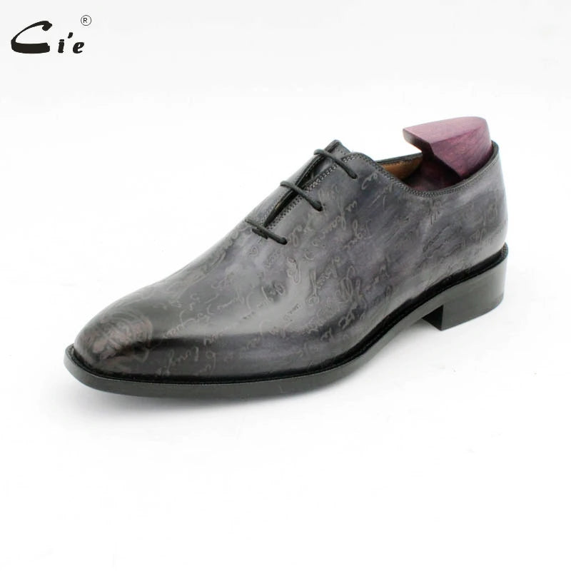 Cie Square Toe Grey Calf Leather Oxford Shoes