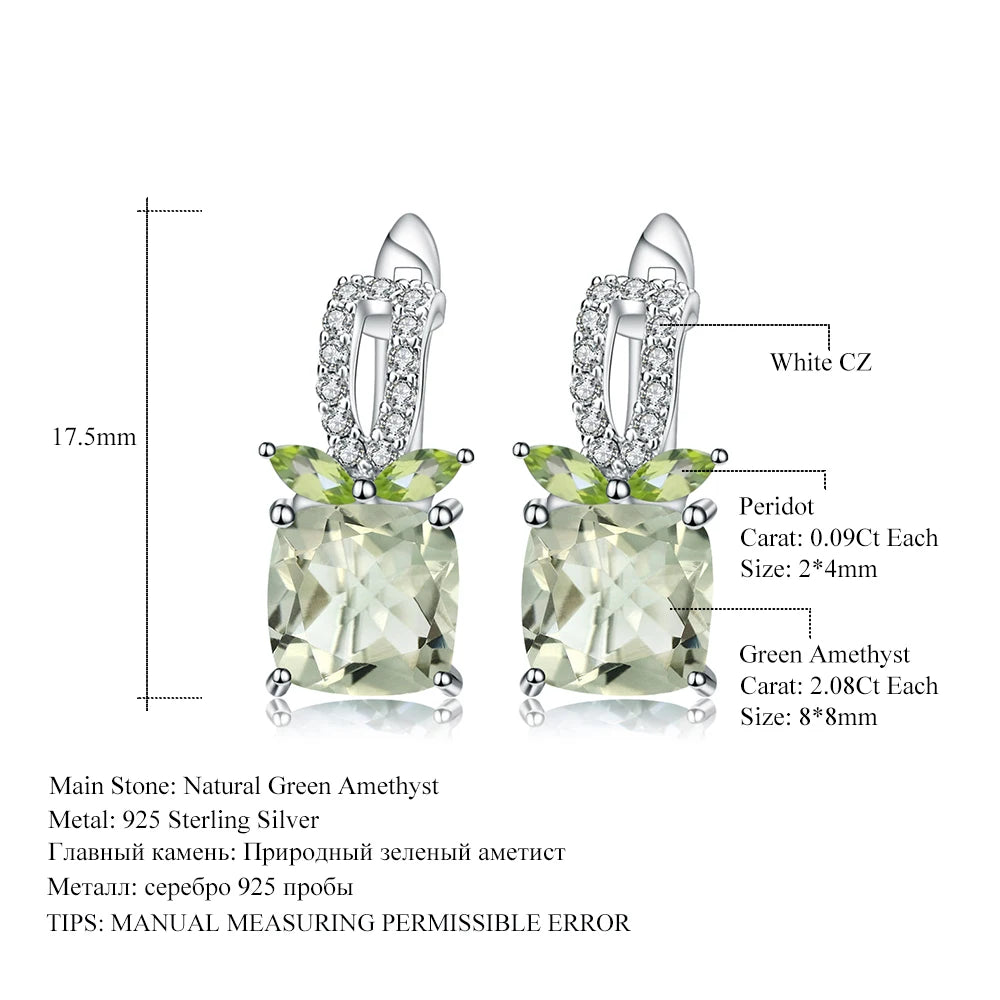 Gem's Ballet 4.16Ct Natural Green Amethyst Gemstone Earrings