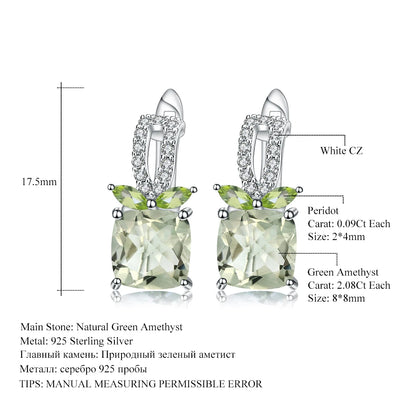 Gem's Ballet 4.16Ct Natural Green Amethyst Gemstone Earrings