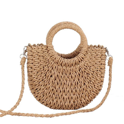 Handmade Half-Moon Straw Bag