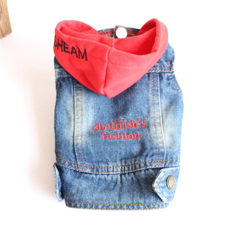 Denim Dog Jacket with Hood