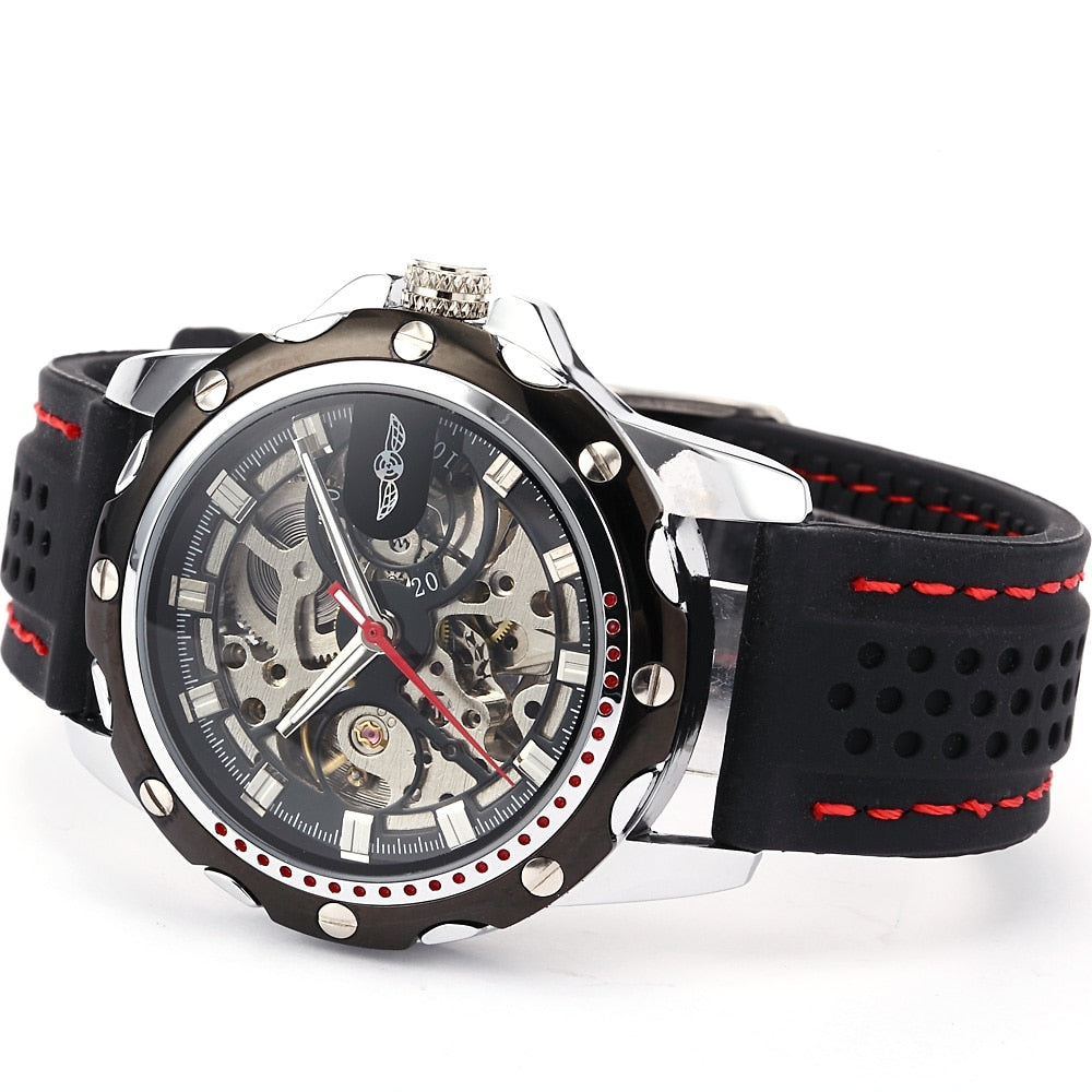 Mechanical watches Skeleton Watches Rubber Strap