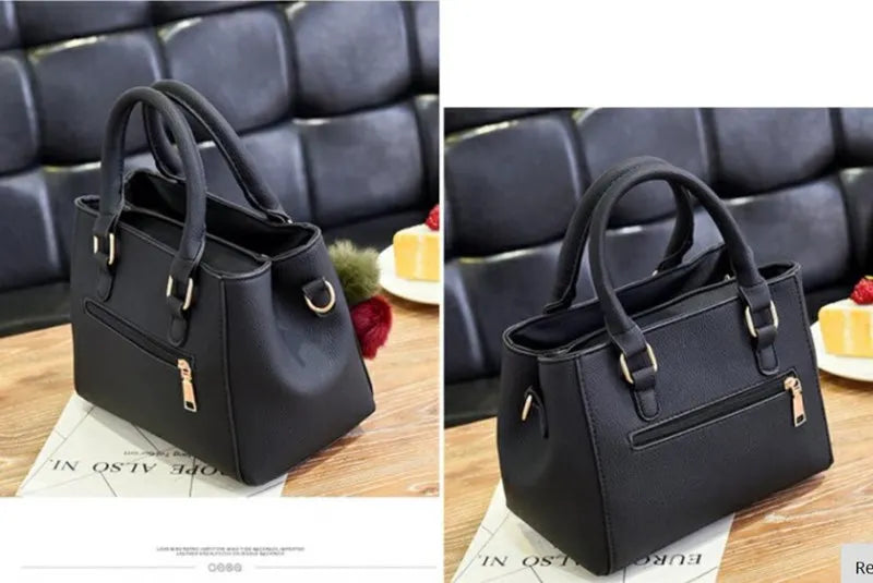 Large Capacity PU Leather Shopper Tote Bag
