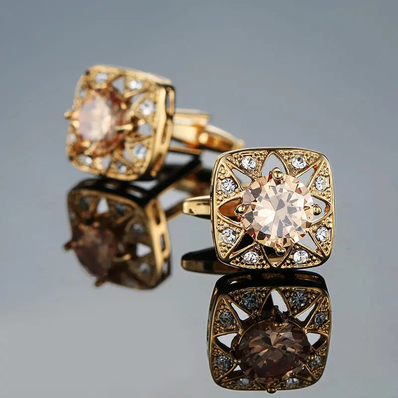 Novelty Luxury Blue White Crystal Cufflinks