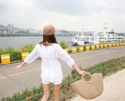 Bohemian Woven Straw Tote Crossbody Bag