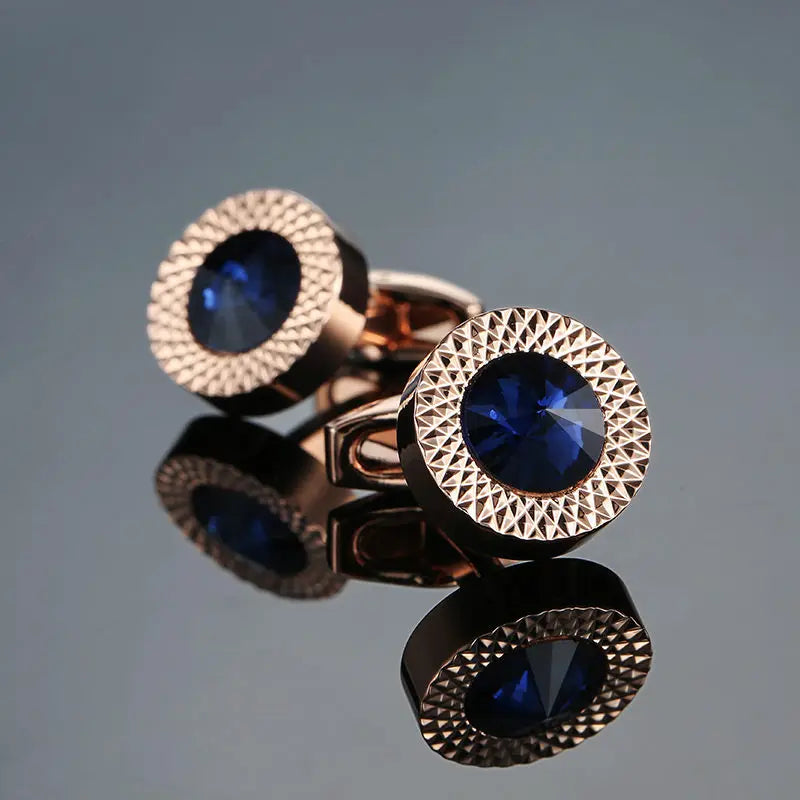 Novelty Luxury Blue White Crystal Cufflinks