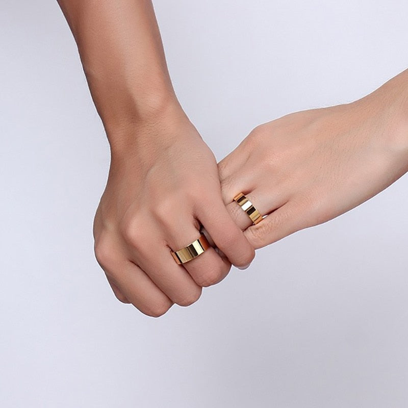 Vnox Personalize His and Hers Wedding gold ring