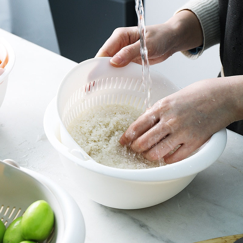 Kitchen Silicone Double Drain Basket  Strainers