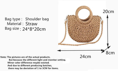 Handmade Half-Moon Straw Bag