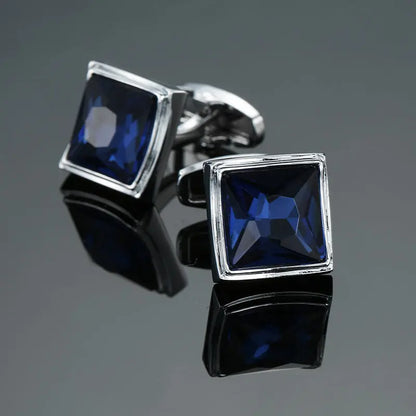 Novelty Luxury Blue White Crystal Cufflinks
