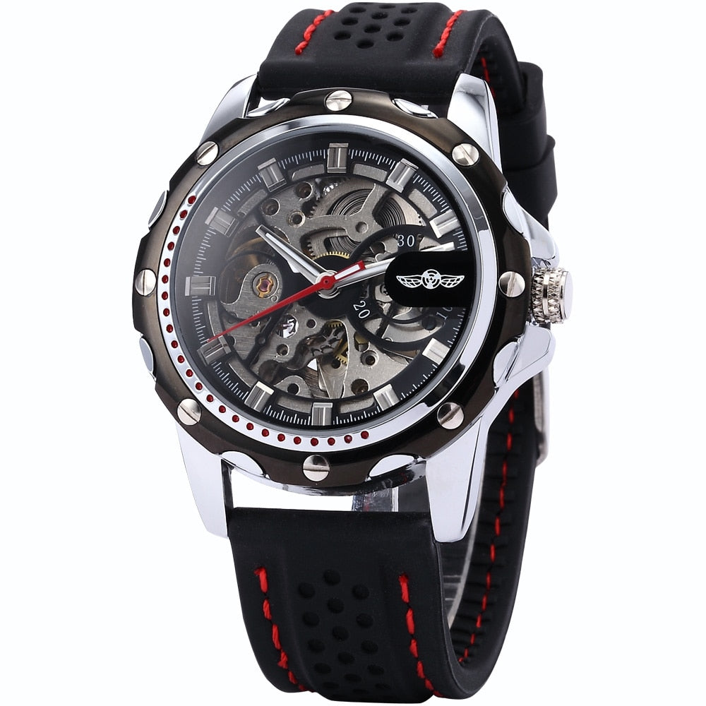 Mechanical watches Skeleton Watches Rubber Strap