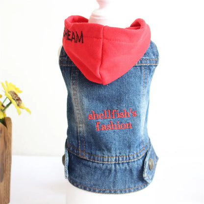 Denim Dog Jacket with Hood